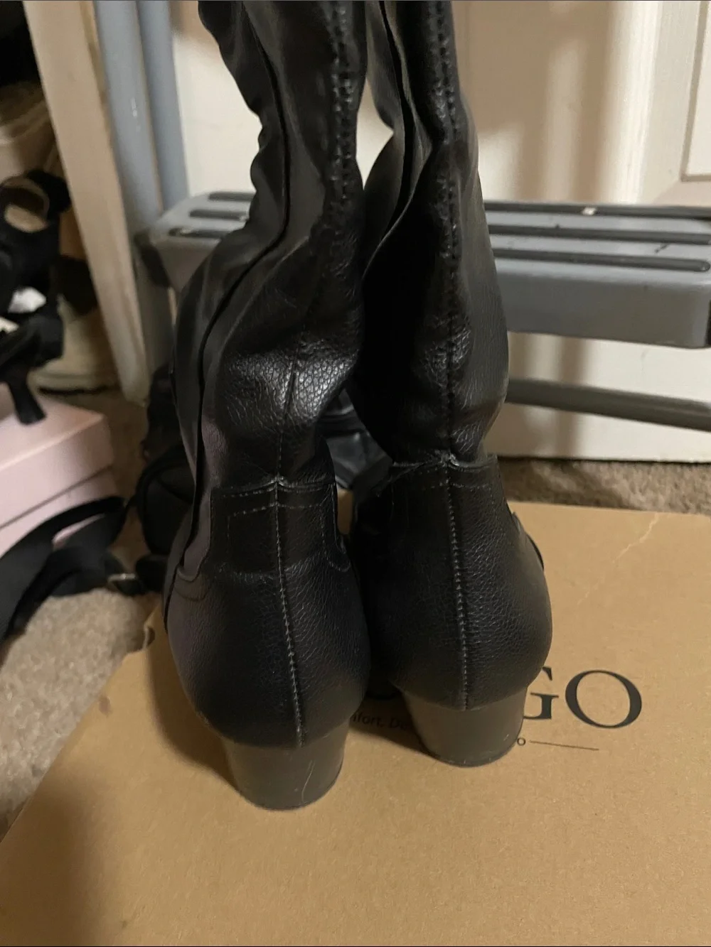 Aldo Black Over-the-Knee Pointed Toe Western Boots